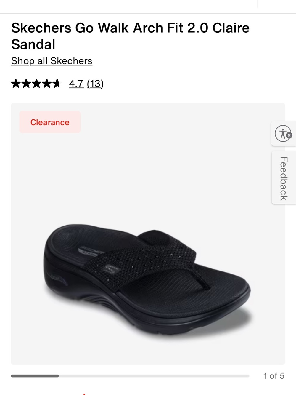 NEW Skechers Go Walk Arch Fit Women's Wedge Thong Sandals with Sparkle